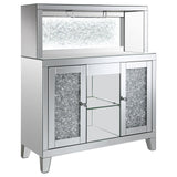 Yvaine Silver 2-door Mirrored Wine Cabinet with Faux Crystal Inlay by Coaster at Eve Furniture