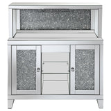 Yvaine Silver 2-door Mirrored Wine Cabinet with Faux Crystal Inlay by Coaster at Eve Furniture