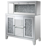 Yvaine Silver 2-door Mirrored Wine Cabinet with Faux Crystal Inlay by Coaster at Eve Furniture