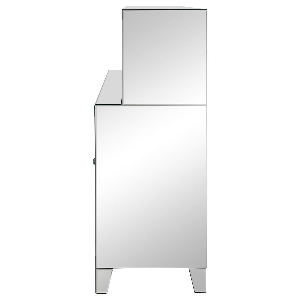 Yvaine Silver 2-door Mirrored Wine Cabinet with Faux Crystal Inlay by Coaster at Eve Furniture