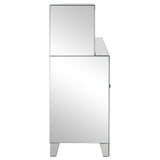 Yvaine Silver 2-door Mirrored Wine Cabinet with Faux Crystal Inlay by Coaster at Eve Furniture