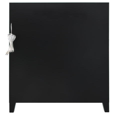 Yvaine Silver 2-door Mirrored Wine Cabinet with Faux Crystal Inlay by Coaster at Eve Furniture