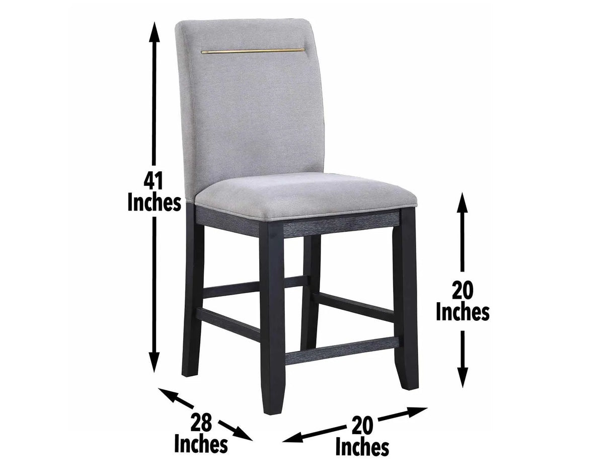 Yves 24″ Counter Stool, Grey Upholstered, Set of 2 by Steve Silver at Eve Furniture