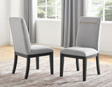Yves 5 Piece Dining Set (Table & 4 Grey Performance Side Chairs) by Steve Silver at Eve Furniture