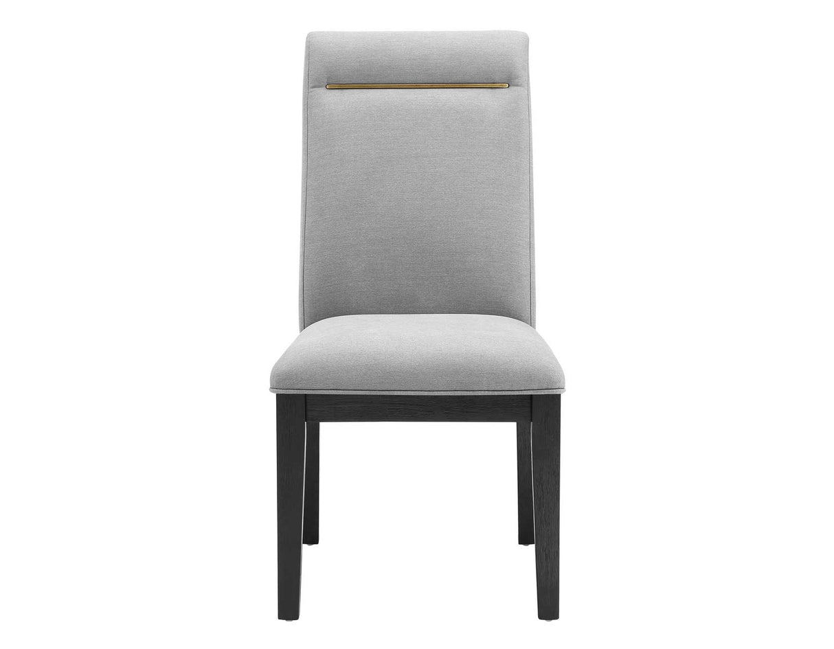 Yves 5 Piece Dining Set (Table & 4 Grey Performance Side Chairs) by Steve Silver at Eve Furniture