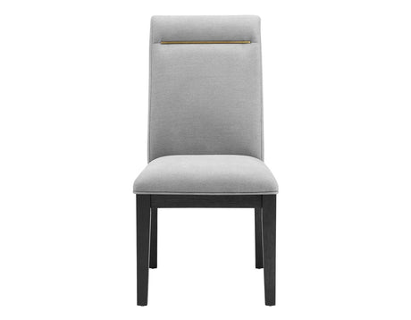 Yves 5 Piece Dining Set (Table & 4 Grey Performance Side Chairs) by Steve Silver at Eve Furniture