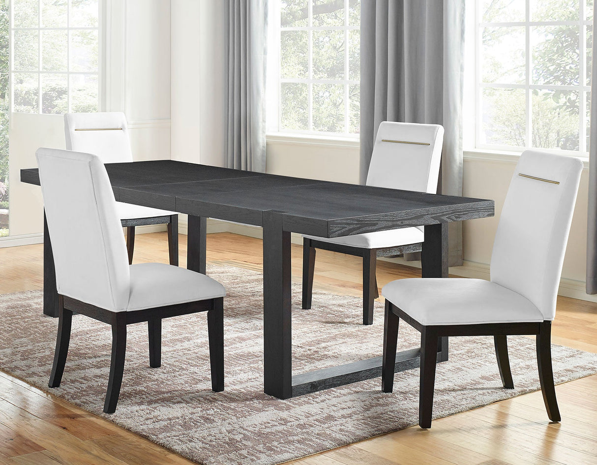 Yves 5 Piece Dining Set(Table & 4 White Performance Side Chairs)