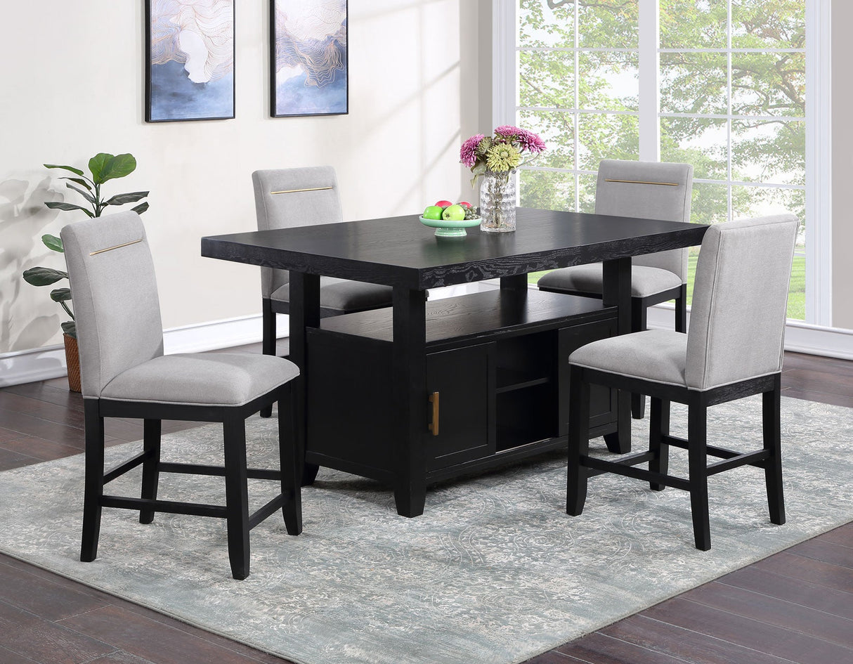 Yves 6-Piece Storage Counter Dining Set(Table, Bench & 4 Counter Chairs)