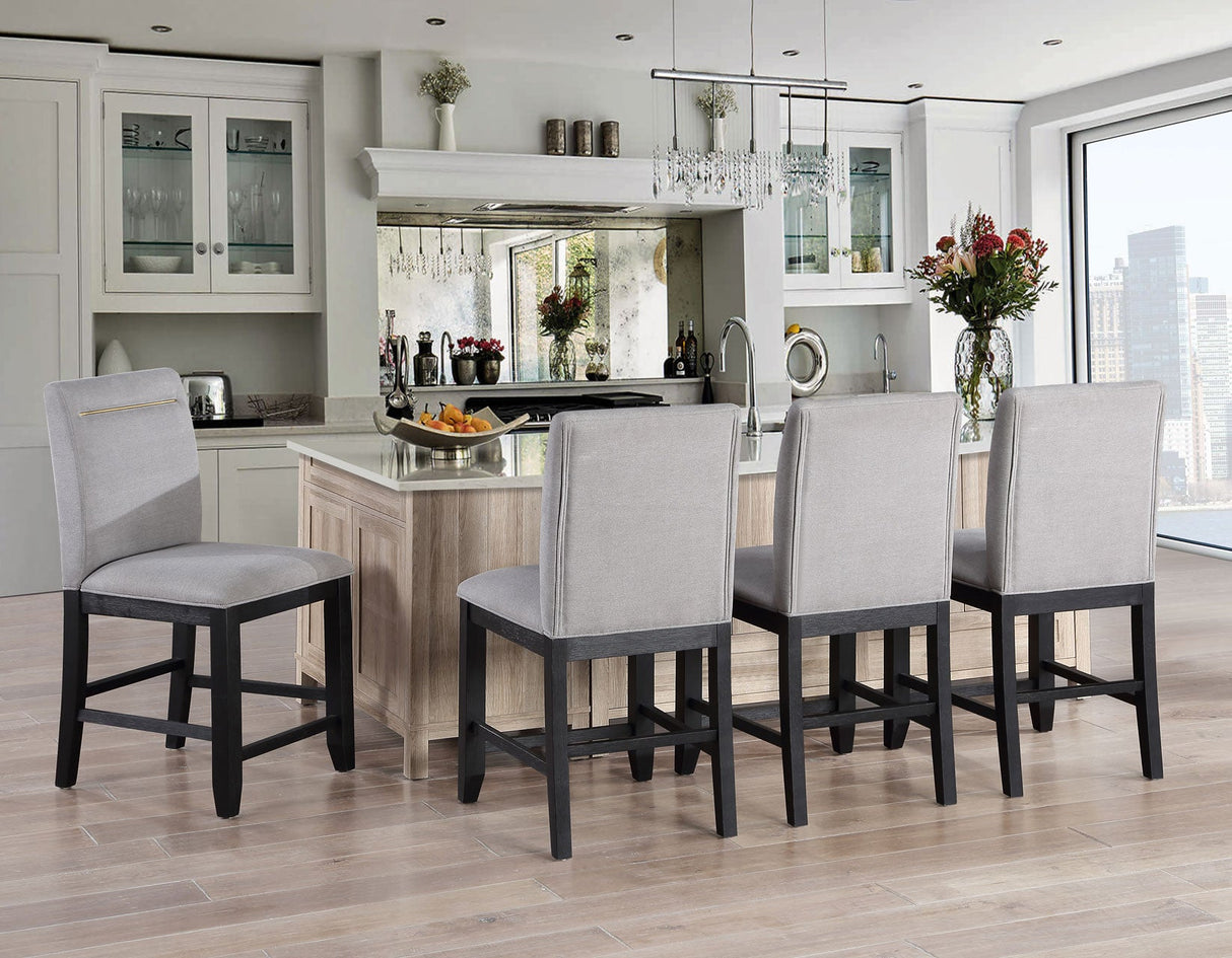 Yves 6-Piece Storage Counter Dining Set(Table, Bench & 4 Counter Chairs)