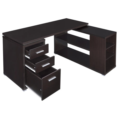 Yvette Cappuccino L-shape Office Desk by Coaster at Eve Furniture