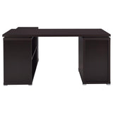 Yvette Cappuccino L-shape Office Desk by Coaster at Eve Furniture
