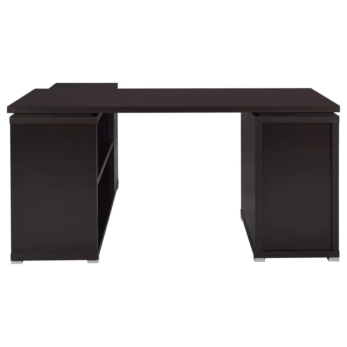 Yvette Cappuccino L-shape Office Desk by Coaster at Eve Furniture
