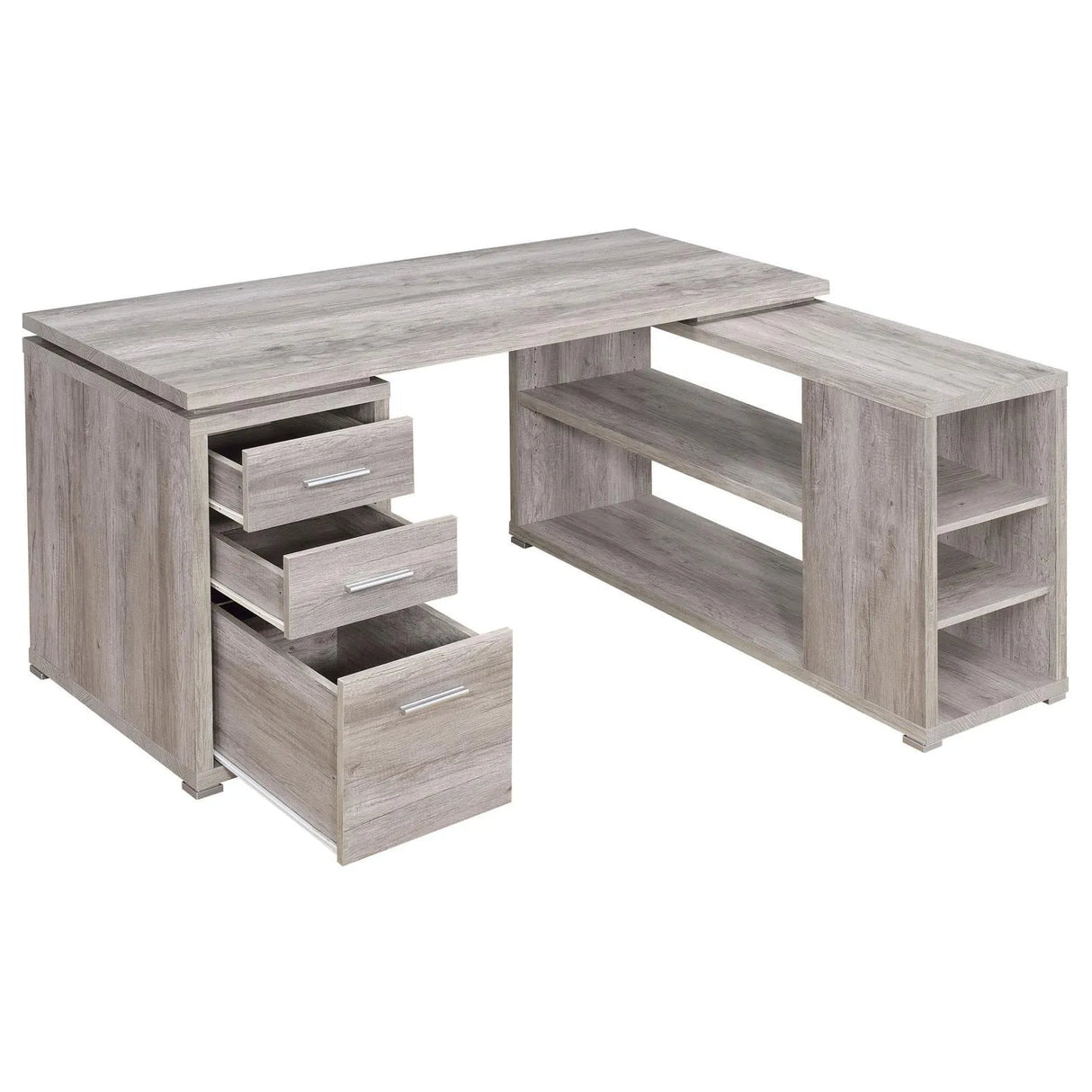 Yvette Gray Driftwood L-shape Office Desk by Coaster at Eve Furniture