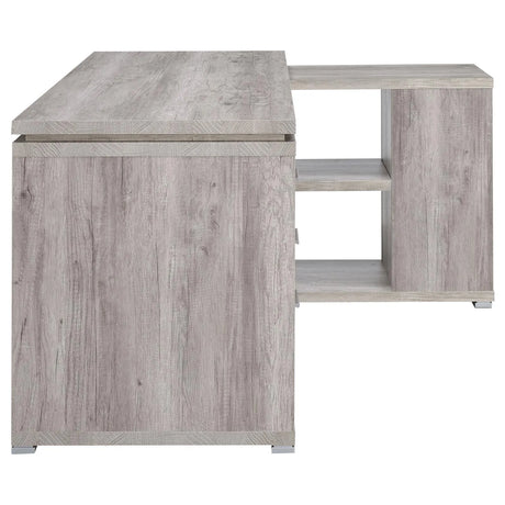 Yvette Gray Driftwood L-shape Office Desk by Coaster at Eve Furniture