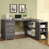 Yvette Weathered Gray L-shape Office Desk