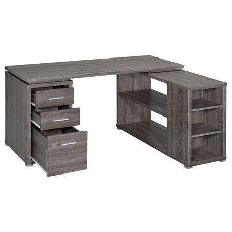 Yvette Weathered Gray L-shape Office Desk