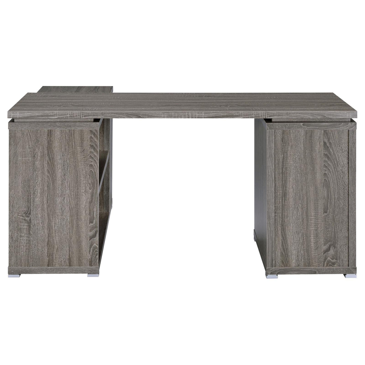 Yvette Weathered Gray L-shape Office Desk