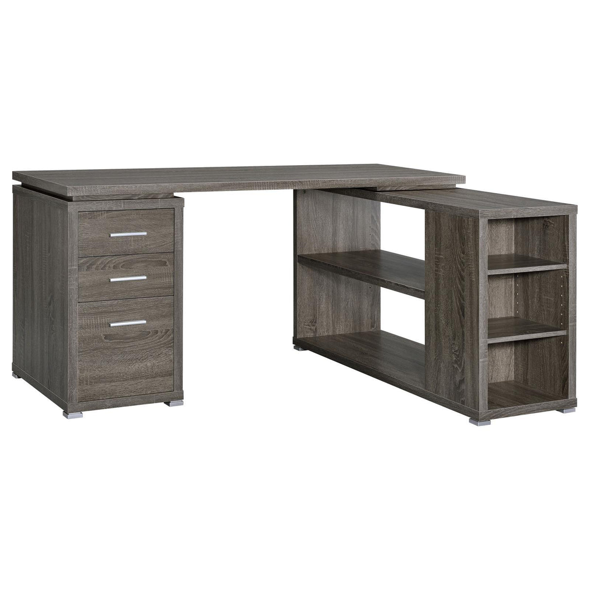 Yvette Weathered Gray L-shape Office Desk by Coaster at Eve Furniture