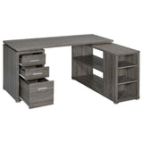 Yvette Weathered Gray L-shape Office Desk by Coaster at Eve Furniture