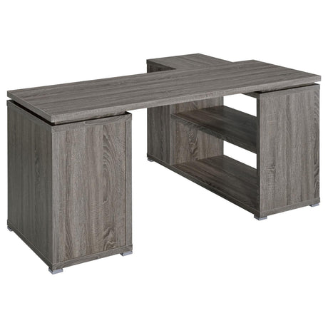 Yvette Weathered Gray L-shape Office Desk by Coaster at Eve Furniture