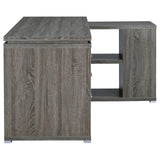 Yvette Weathered Gray L-shape Office Desk by Coaster at Eve Furniture