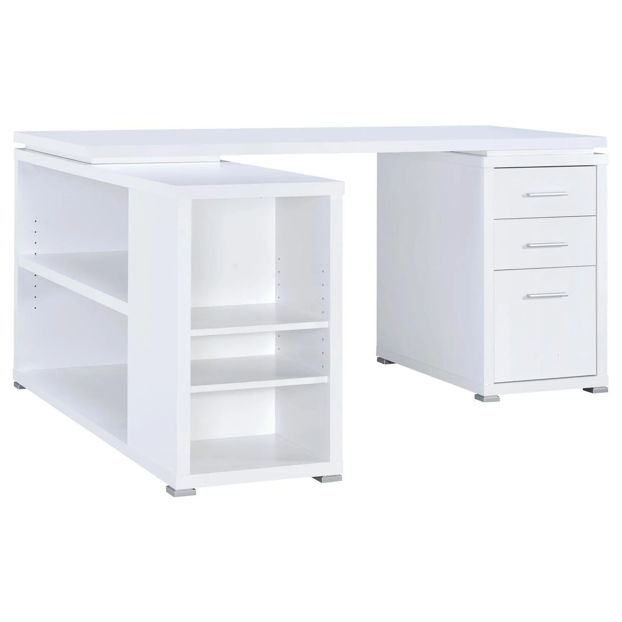 Yvette White L-shape Office Desk by Coaster at Eve Furniture