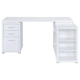 Yvette White L-shape Office Desk by Coaster at Eve Furniture