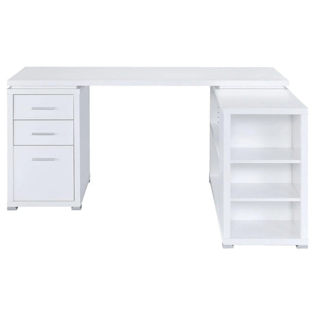 Yvette White L-shape Office Desk by Coaster at Eve Furniture