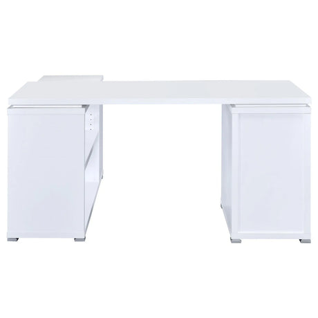 Yvette White L-shape Office Desk by Coaster at Eve Furniture