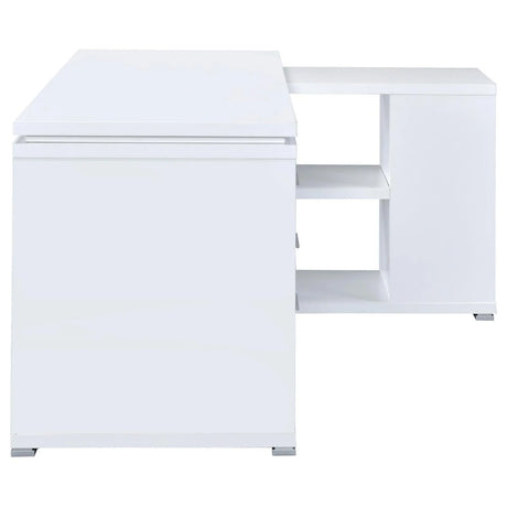 Yvette White L-shape Office Desk by Coaster at Eve Furniture