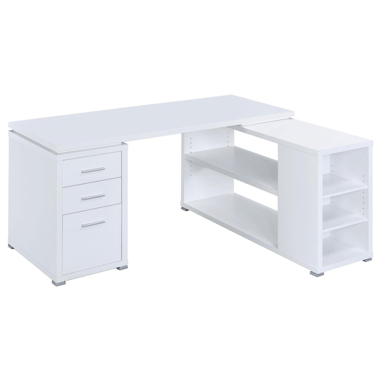 Yvette White L-shape Office Desk by Coaster at Eve Furniture
