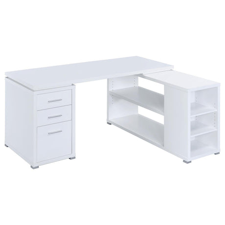 Yvette White L-shape Office Desk by Coaster at Eve Furniture