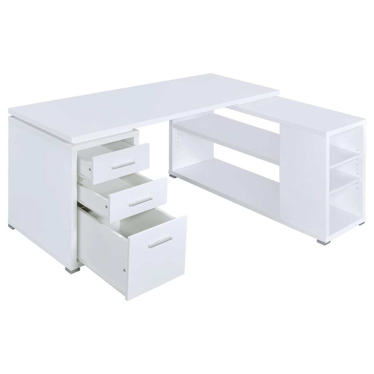 Yvette White L-shape Office Desk by Coaster at Eve Furniture