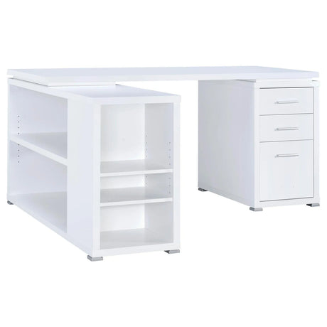Yvette White L-shape Office Desk by Coaster at Eve Furniture