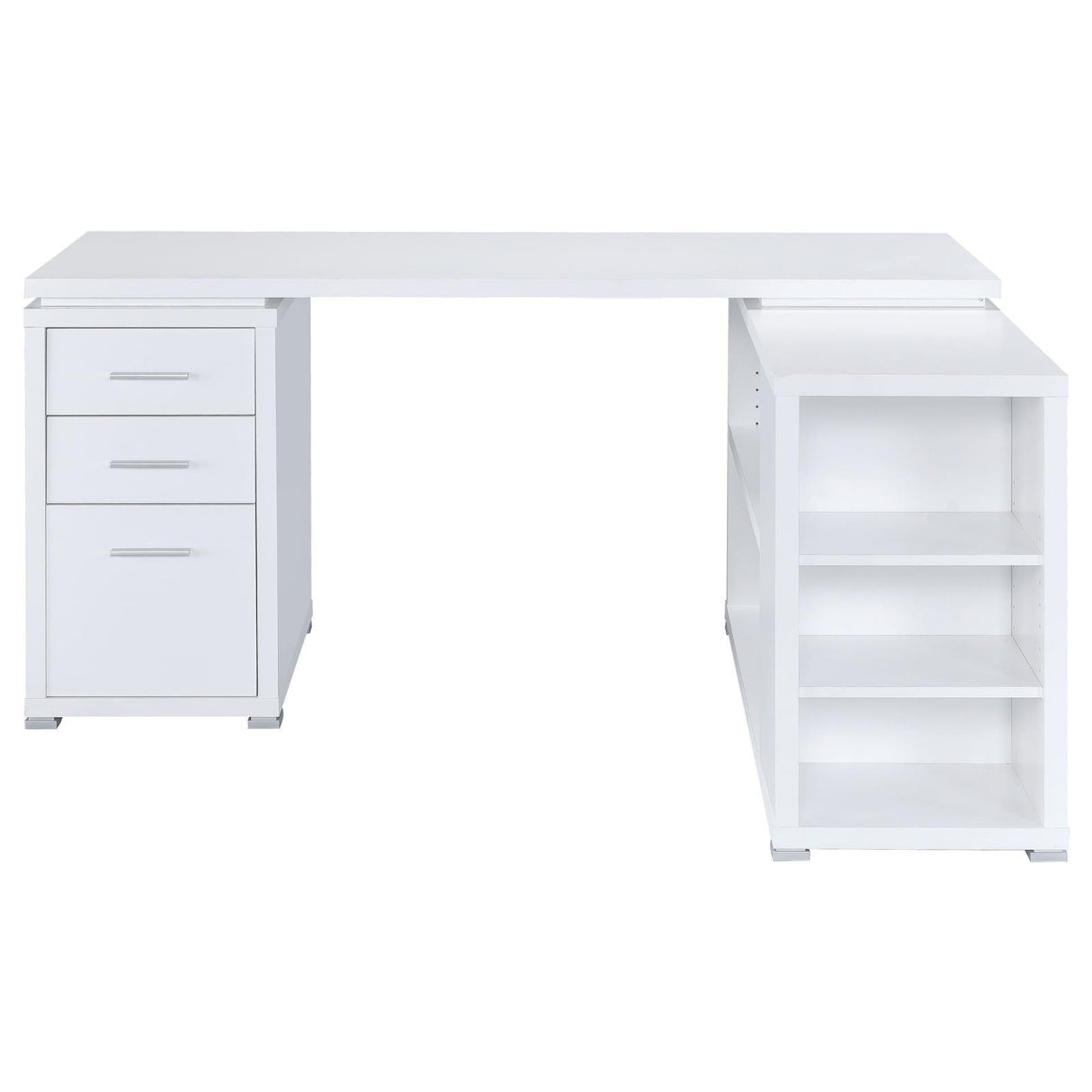Yvette White L-shape Office Desk by Coaster at Eve Furniture