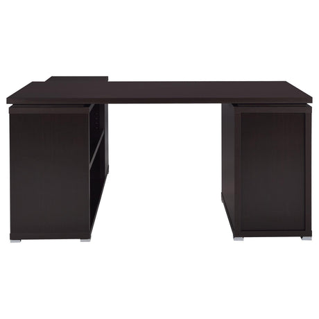 Yvette Cappuccino L-shape Office Desk by Coaster at Eve Furniture