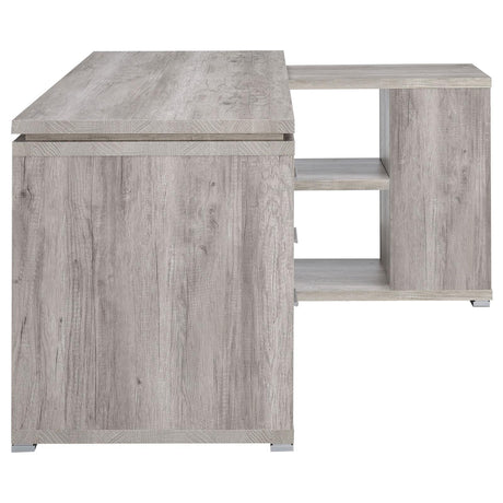 Yvette Gray Driftwood L-shape Office Desk by Coaster at Eve Furniture