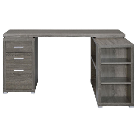 Yvette Weathered Gray L-shape Office Desk by Coaster at Eve Furniture