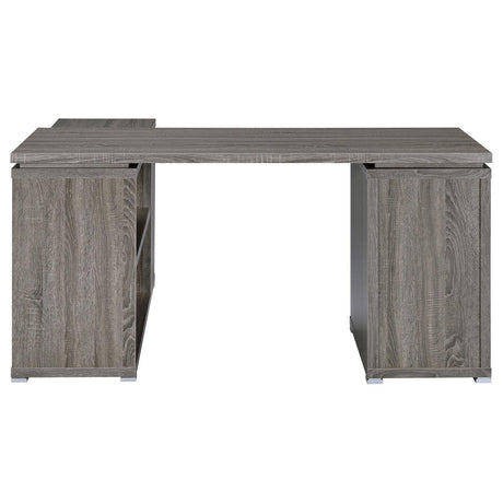 Yvette Weathered Gray L-shape Office Desk by Coaster at Eve Furniture