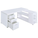 Yvette White L-shape Office Desk by Coaster at Eve Furniture
