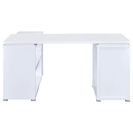 Yvette White L-shape Office Desk by Coaster at Eve Furniture