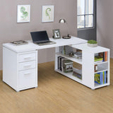 Yvette White L-shape Office Desk by Coaster at Eve Furniture