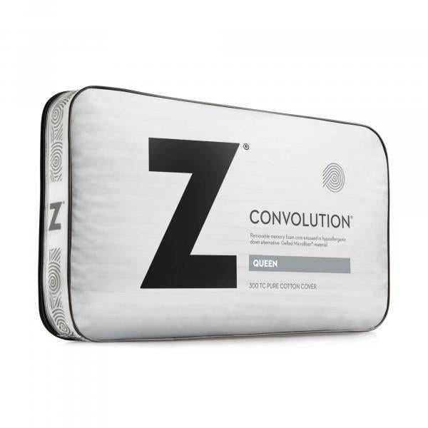 Z Convolution Gelled White Queen Mid Loft Microfiber Pillow by Malouf at Eve Furniture