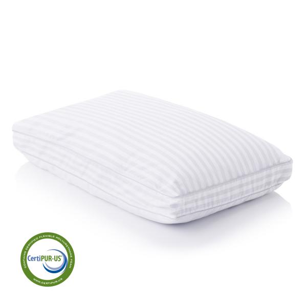 Z Convolution Gelled White Queen Mid Loft Microfiber Pillow by Malouf at Eve Furniture
