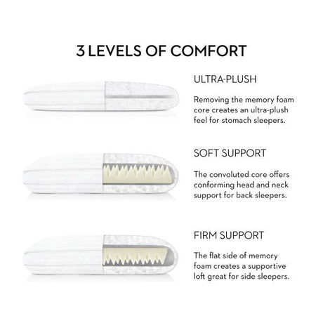 Z Convolution Gelled White Queen Mid Loft Microfiber Pillow by Malouf at Eve Furniture