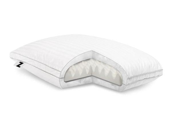 Z Convolution Gelled White Queen Mid Loft Microfiber Pillow by Malouf at Eve Furniture