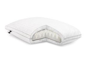 Z Convolution Gelled White Queen Mid Loft Microfiber Pillow by Malouf at Eve Furniture
