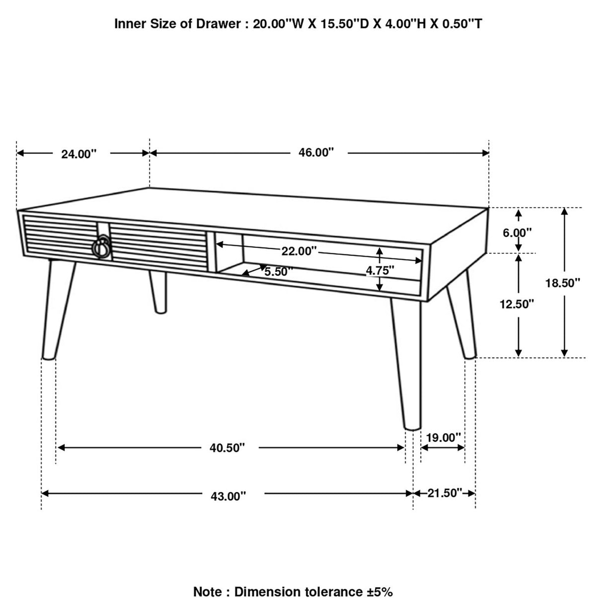 Zabel Natural Rectangular 1-Drawer Coffee Table