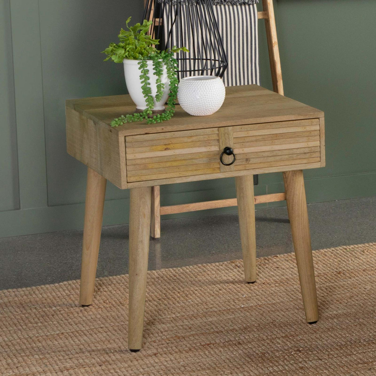 Zabel Square 1-Drawer End Table Natural