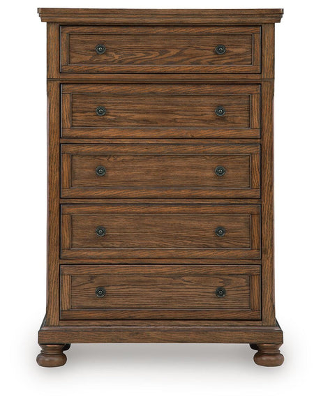 Zackaryn Warm Brown Chest of Drawers by Ashley at Eve Furniture